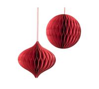 Broste Copenhagen Christmas Mix 70090509 Lot de 2 suspensions en Papier Rouge