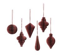 Broste Copenhagen Décoration de Noël Christmas mix Lot de 6 Pompeian red