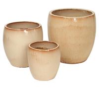 Broste Copenhagen, ensemble de 3 pots d'extérieur Karmen, couleur jaune