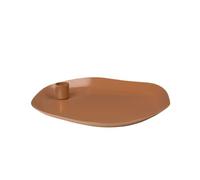 BROSTE Copenhagen Mie Bougeoir L 25 x 25 cm, Fer revêtu par pulvérisation, Marron Caramel, Plaque Organique pour Bougies à Tige de 22 mm