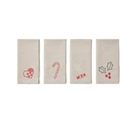 Broste Copenhagen Serviette en tissu Fryd 45x45 cm 4 pièces Light warm grey-red