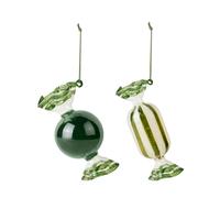 Broste Copenhagen Suspension de sapin de Noël Candy verre 2 pièces Forest green