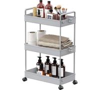 Brouette à 3 niveaux avec chariot de courses extensible et système de rangement mobile - gris