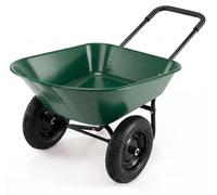 Brouette à deux roues COSTWAY 78 L, 100 kg, avec fonction de basculement et pneus en caoutchouc plein, brouette de jardin, brouette de chantier, brouette de transport, en métal, 64 x 138 x 65 cm