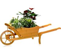 Brouette à plantes en bois, bac à fleurs rustique, décoration de jardin, marron