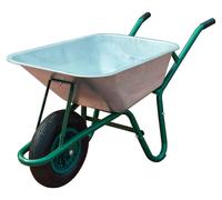 Brouette Acier galvanisé - Roue pneumatique - 85 L - Gris argenté - Capacité 200 kg