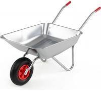 Brouette COSTWAY en métal galvanisé, roues en caoutchouc de 32 cm, brouette de chantier avec 2 poignées, brouette de jardin jusqu'à 136 kg, chariot basculant de jardin, argent