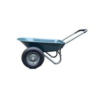 Brouette De Jardin 2 Roues 124x66x62.5 cm - Chariot De Transport en Fer Et Plastique - Vert Armée - Chariot Utilitaire pour Jardin, Transport De Terre, Outils Et Déchets Verts