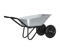 Brouette de jardin en acier - 137 x 60 x 65,5 cm - Argenté et noir - Diable robuste pour transport de terre, plantes, outils, idéal pour le jardinage, le chantier, l'entretien de la pelouse
