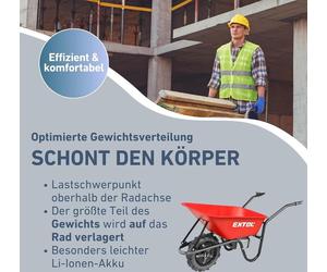 Brouette électrique avec batterie, benne 80L EXTOL PREMIUM