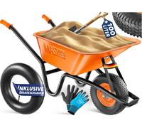 Brouette MASKO® pour le chantier, équipée de pneus, d'une capacité de 100 litres et pouvant supporter jusqu'à 250 kg
