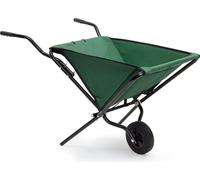 Brouette pliable en acier robuste - 56 litres - 1 roue - vert - chariot de jardin avec poignée