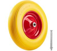 Brouette - TECTAKE - Roue de brouette en caoutchouc plein avec jante en acier, anti-crevaison, 39 x 10 cm, Ø axe 16 mm - Jaune