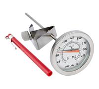 BROWIN® Thermomètre de rôtissage analogique avec clip, étui 101300 | 0-250 °C Thermomètre pour barbecue en acier inoxydable | Thermomètre de cuisson pour viande, liquides, graisses, lait maternel |