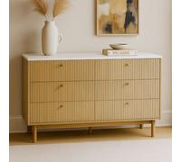 Brox buffet 6 tiroirs aspect bois rainuré et blanc 120cm