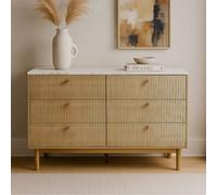 Concept Usine Buffet Brox 6 tiroirs aspect bois rainuré et marbre 120 cm