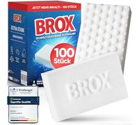 BROX Lot de 100 éponges blanches | Éponge à effacer pour cuisine, salle de bain, chaussures, voiture, éponge magique robuste pour tous les types de taches
