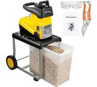 Broyage électrique pour jardin, broyeur à rouleaux, silencieux, robuste, nécessitant peu d'entretien, moteur haute performance de 3200 W, bac de récupération de 60 litres, diamètre des branches jusqu'
