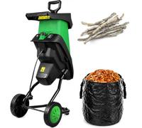 Broyeur de branches de jardin,broyeur de branches électrique2400W 30mCable | Diamètre de coupe : 39 mm,avec sac de ramassage de 50L,pour les déchets de jardin, les branches et les feuilles mortes.
