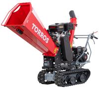 Broyeur de branches sur chenilles ø120mm 15CH 420cc essence démarrage électrique + brouette à moteur à chenilles plateau 300kg 6,5CH Torros RHK122