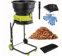 Broyeur de feuilles électrique sans lame 2500 W pour compostage | Rapport de déchiquetage 17:1 avec trémie d'alimentation de 54 cm et protection thermique