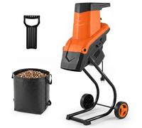 BROYEUR DE JARDIN ÉLECTRIQUE COSTWAY, 2500W, pour branches jusqu'à 45 mm, rapport de broyage 21:1, broyeur sur roues, avec 2 lames et sac de récupération de 50 litres