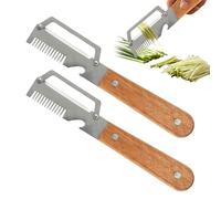 Broyeur de légumes 2 pièces, éplucheur de légumes avec manche en bois et ouvre-bouteille, trancheuse en acier inoxydable, pour pommes de terre, fruits, carottes, chou