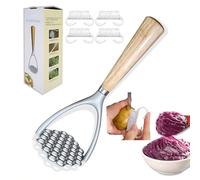 Broyeur de pommes de terre robuste en alliage d'aluminium, outil de cuisine / broyeur de nourriture avec manche en bois antidérapant, parfait pour purée de