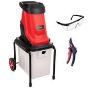 Broyeur électrique LEHMANN, 3000 W, 4500 tr/min pour branches jusqu'à 45 mm, bac de collecte 50 L, châssis avec roues