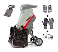 Broyeur électrique IKRA Broyeur à couteaux IMH 2500 | 2500 W | Branches jusqu'à 45 mm | Couteaux réversibles | Châssis avec roues | Sac de collecte de 45 l et poussoir inclus