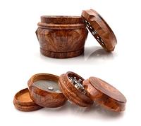 Broyeur d'Herbes Moulin à Épices En Bois 4 En 1 Mini Portable Moulins à Épices Amovible Pour Outil De Broyage D'Épices De Cuisine Pour Herbes Sèches,Pollen,Fleurs,Épices,Tabac,Amovible (40 * 33mm)