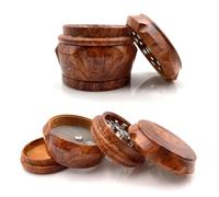 Broyeur d'Herbes Moulin à Épices En Bois 4 En 1 Mini Portable Moulins à Épices Amovible Pour Outil De Broyage D'Épices De Cuisine Pour Herbes Sèches,Pollen,Fleurs,Épices,Tabac,Amovible (63 * 46mm)