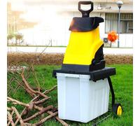 Broyeur électrique portable de 2500 W pour feuilles et bois, broyeur de jardin avec roues et boîte de collecte, lames en acier réversibles pour nettoyage et compostage de cour