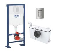 Broyeur WC suspendu WATERMATIC Waterwall avec bâti-support GROHE et plaque de commande inox brossé