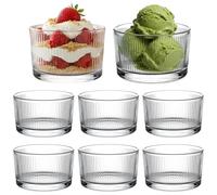 BRRDAQU 8PCS Coupes À Glace En Verre Transparent, Coupelles à Glace 200ML Bols à Crème Glacée en Verre Coupes À Dessert Lavables Au Lave-Vaisselle pour Tasses à Dessert, Sauces à Collation, Bonbons