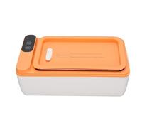 Brrnoo Boîte à Déjeuner électrique 40 W, Boîte à Déjeuner Chauffante 1 L, Chauffe-plats Portable en Acier Inoxydable 304 avec Alimentation par Batterie, Pas de Chauffage de L'eau pour (WHITE)