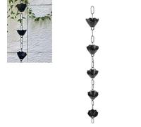 Brrnoo Chaîne de Pluie en Alliage D'aluminium, 12 Tasses, Attrape-Pluie en Forme de Fleur avec Longueur Réglable et Crochet pour Jardin Extérieur, Cour, Gouttière, Remplacement de l'eau