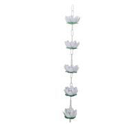 Brrnoo Chaîne de Pluie en Alliage D'aluminium Blanc pour Gouttières, Descentes Pluviales à L'extérieur, Crochet Longue Durée de 39,4 Pouces Inclus avec Tasses Réglables pour Guide d'eau