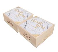Brrnoo Coffret Cadeau en Bois, Boîte à Bonbons en Bois Transparente Mat 2 Pièces, pour Mariage Anniversaire Saint-Valentin (marbre en or blanc)