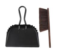 Brrnoo Ensemble Pelle à Poussière et Brosse en Acier Inoxydable, Petit Balai à Main avec Manche en Hêtre, Pelle à Poussière 11,8x14,2 Pouces, Brosse 14,4 Pouces pour Le Nettoyage des