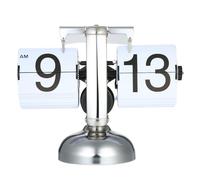 Brrnoo Flip Clock Vintage en Acier Inoxydable avec Mécanisme a Basculer Sonore - Horloge de Bureau et de Chambre Design Rétro (Blanc)