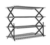 Brrnoo Grille de Refroidissement Pliante à 4 Niveaux, Grille en Fil de Fer Robuste pour la Cuisson de Biscuits, Gâteaux, Pain avec Conception Extensible pour un Stockage Peu Encombrant