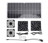 Brrnoo Kit de Ventilateur à énergie Solaire Kit de Ventilateur Solaire 16 W Double Ventilateurs Solaires avec Plaques de Montage Vis Attaches Zippées pour Poulailler Maison pour Animaux