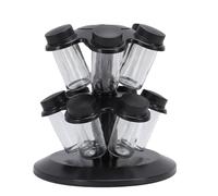 Brrnoo Organisateur de Support à épices Rotatif, Support de Pot D'assaisonnement Rotatif à 360 Degrés avec Bocaux en Verre Transparent, Couvercles Sécurisés pour économiser de L'espace