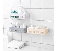 Brrnoo Panier de Douche en Plastique Sans Perçage Organisateur Mural Adhésif Haute Résistance Facile a Installer Sans Trace Blanc