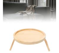 Brrnoo Plateau D'accoudoir de canapé, Plateau D'accoudoir de canapé, Bureau de Rond en Bois de Pin Pliable à Clipser avec Structure Robuste pour Boissons, Collations, (Couleur du Bois)