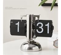 Brrnoo Retro Flip Down Horloge, Auto Flip Desk Clock Mécanique Numérique avec Grand Nombre, Mouvement de Quartz, adapté au Bureau à Domicile, Horloge de Table avec Engrenage Interne