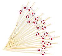 BRUBAKER 50 Pièces Pics à Cocktail Football Rouge - 12 cm Party-Picker Pics en Bois pour Fingerfood, Snacks, Fruits, Gâteaux, Hors-d'œuvre et Cocktails - Pics en Bois Partydeko pour la oupe du Monde