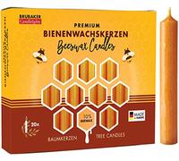 BRUBAKER Bougies de Noël en Cire d'abeille 10% - Lot de 20 | Idéales pour Sapin & Pyramide de Noël - Ø 1,25 cm - Jaune/Miel