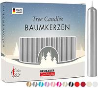 BRUBAKER Bougies de Noël en Cire - Idéales pour Sapin & Pyramide de Noël | Lot de 20 - Ø 1,25 cm - Argenté